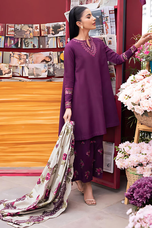 Dhanak Embroidered 3-PC Premium Unstitched Suit