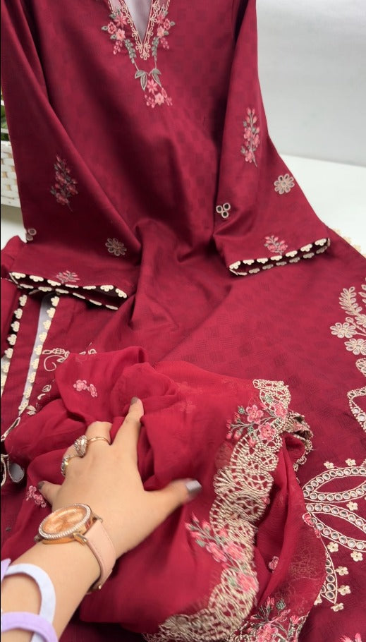 Stitched UnStitched 2PC & 3PC Premium Quality Jacquard Lawn