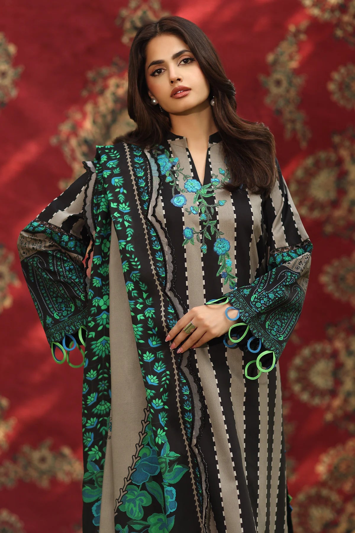 3-PC Unstitched Embroidered Linen Collection