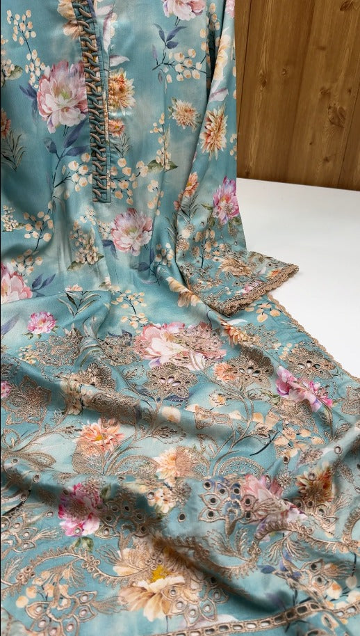 02PC & 03PC Digital Print Doria Linen with Luxury Emb