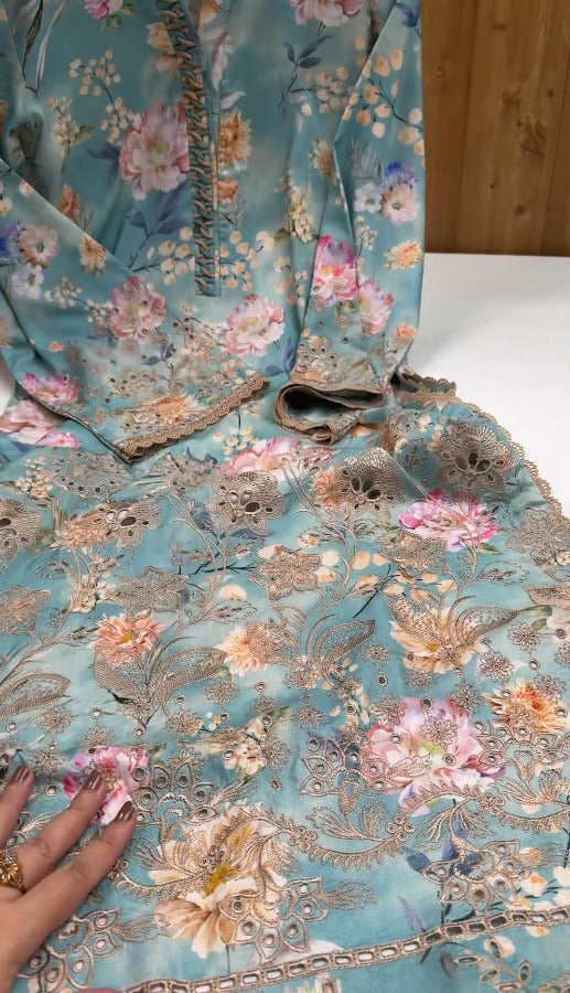 02PC & 03PC Digital Print Doria Linen with Luxury Emb