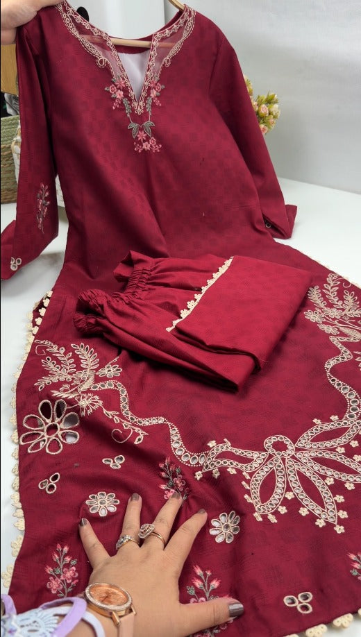 Stitched UnStitched 2PC & 3PC Premium Quality Jacquard Lawn